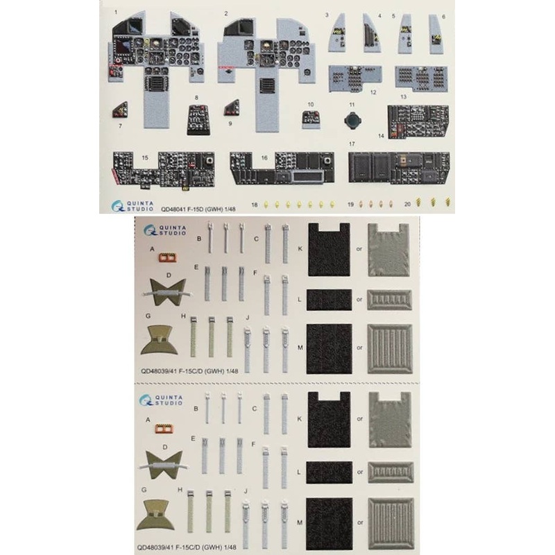1/48 F-15D 3D-Printed & Coloured Interior On Decal Paper (for GWH kit)