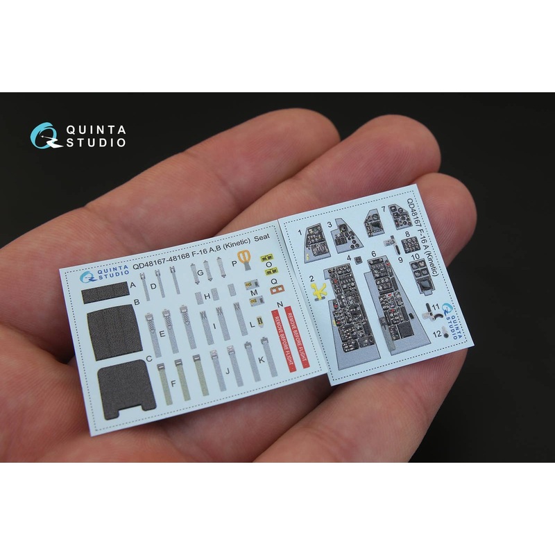 1/48 F-16A 3D-Printed & coloured Interior on decal paper for Kinetic kit