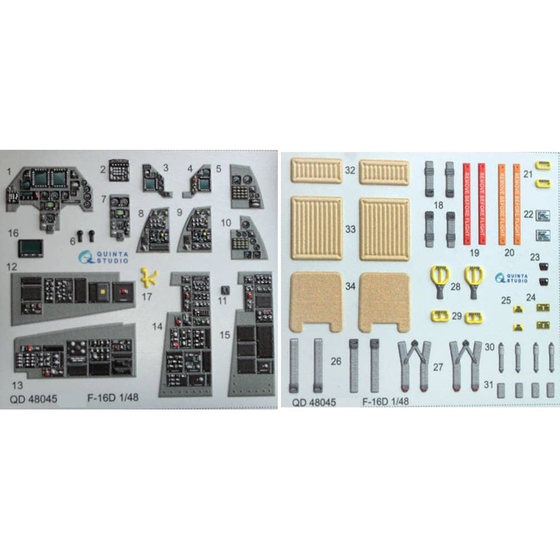1/48 F-16D (Block 30/40/50) 3D-Printed & Coloured Interior On Decal Paper (for Kinetic kit) (reissued QD48045-Pro)