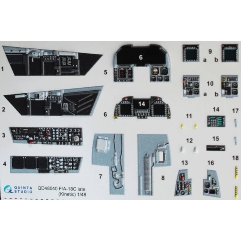 1/48 F/A-18C (Late) 3D-Printed & Coloured Interior On Decal Paper (for Kinetic kit)