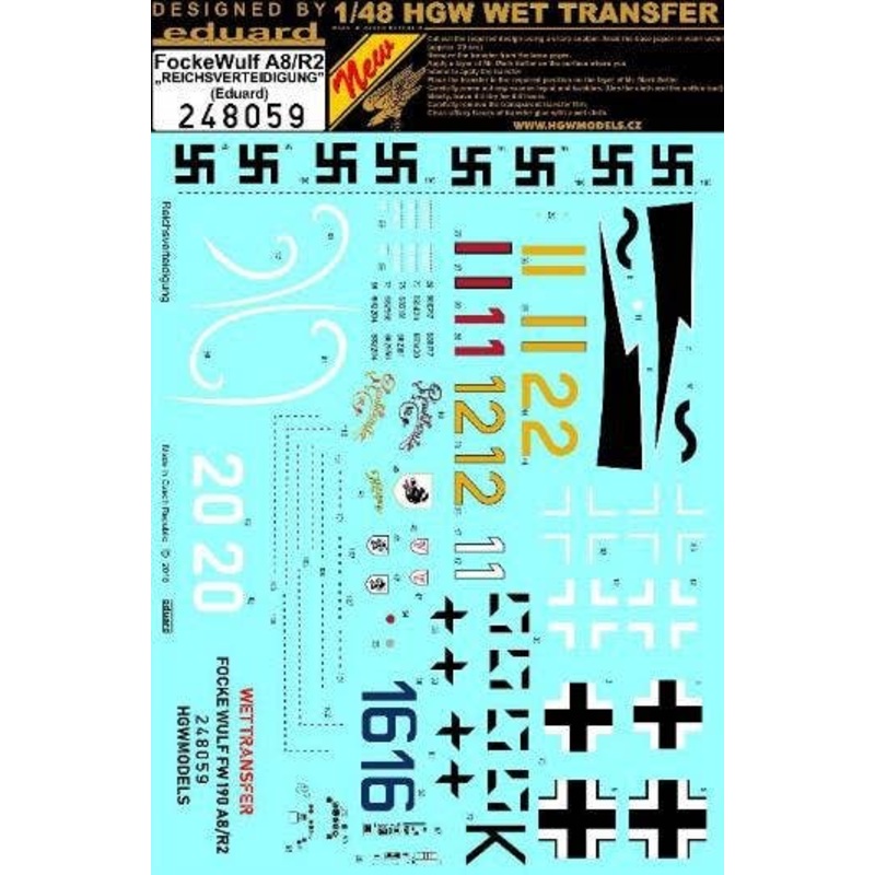 1/48 Focke Wulf A8/R2 Reichsverteidigung Markings (for Eduard)