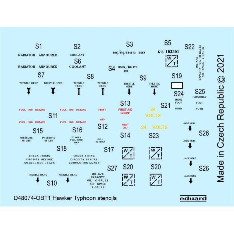 1/48 Hawker Typhoon Stencils (for Hasegawa)