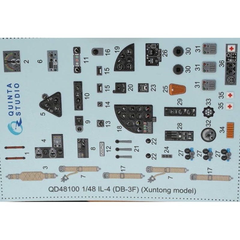 1/48 IL-4 3D-Printed & Coloured Interior on Decal Paper (for Xuntong kit)