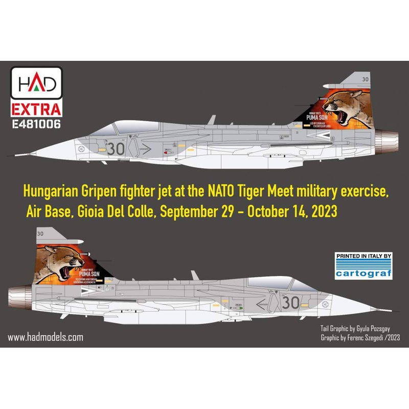 1/48 JAS-39 Gripen 2023 Tigermeet HUNAF decal