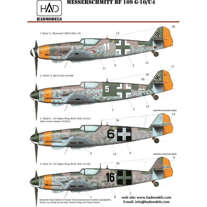1/48 Messerschmitt Bf 109 G-10 Decal Sheet