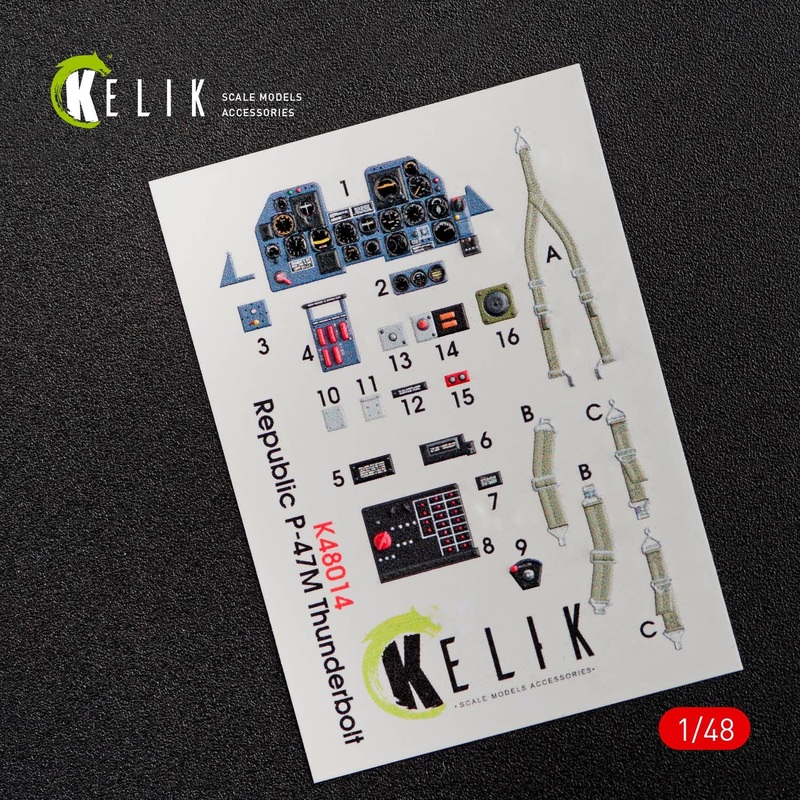 1/48 P-47M "Thunderbolt" interior 3D decals for Tamiya kit