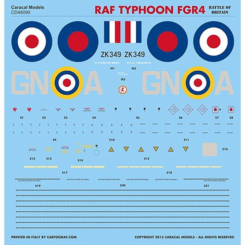1/48 Royal Air Force Typhoon Fgr4 Battle Of Britain Decal Set