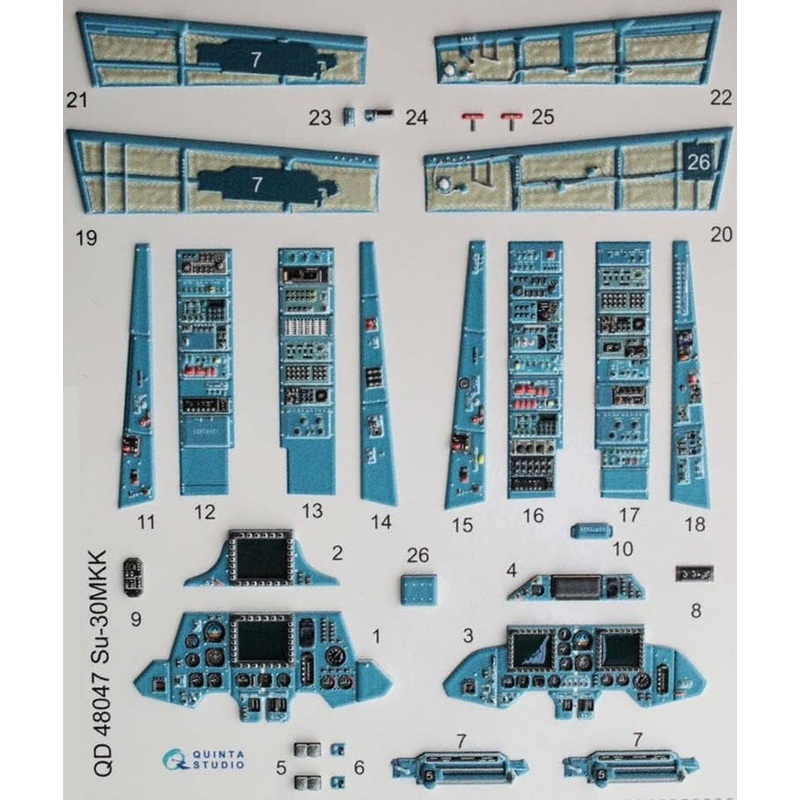 1/48 Su-30MKK 3D-Printed & Coloured Interior On Decal Paper (for HobbyBoss kit)