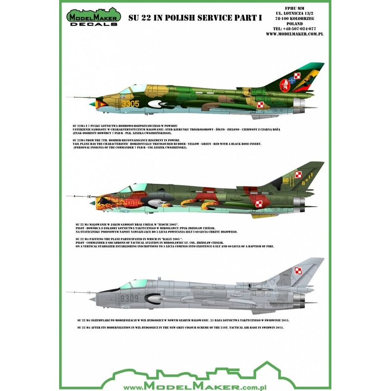 1/48 Sukhoi Su-22 Polish AF Part1 Decal 3pcs