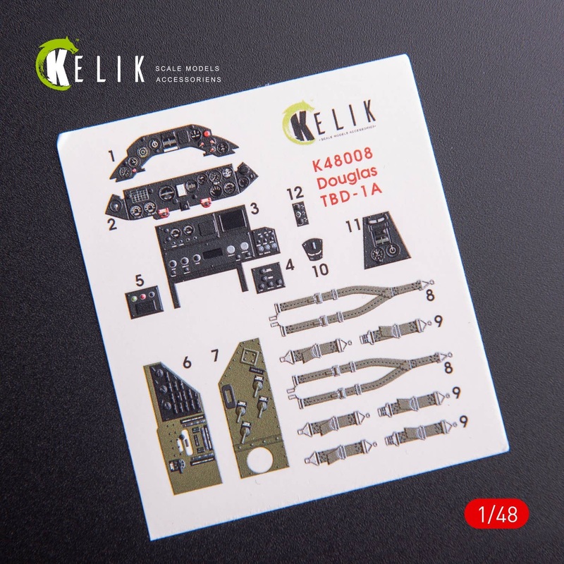 1/48 TBD-1A Douglas interior 3D decals for Great Wall Hobby kit