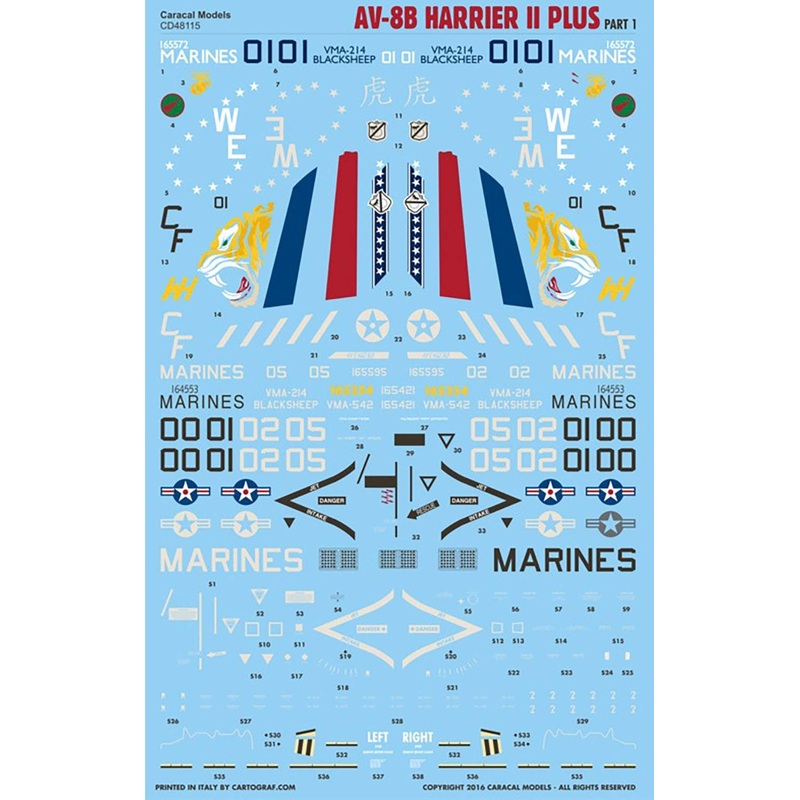 1/48 US Marine Corps AV-8B Harrier II Plus Decal