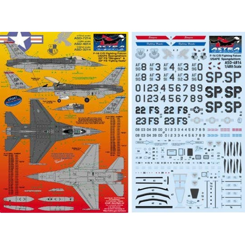 1/48 USAFE F-16C/D Spangdahlem (Recent Schemes 2 Decal Sheets)