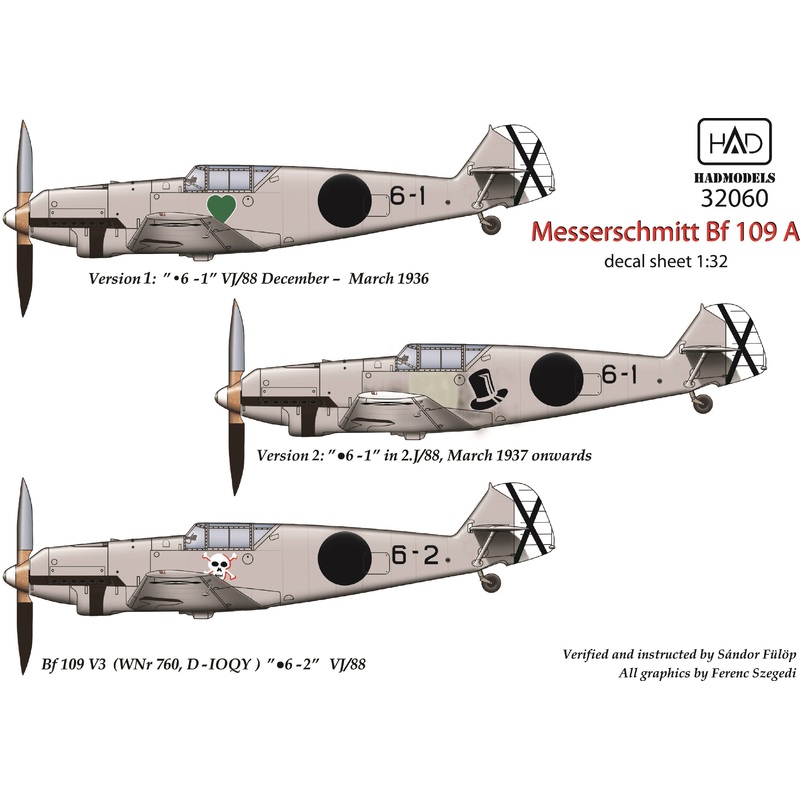 1/32 Messerschmitt Bf 109 A Decal Sheet