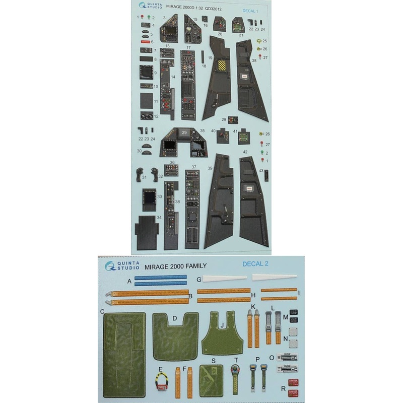 1/32 Mirage 2000D 3D-Printed & Coloured Interior on Decal Paper (for Kitty Hawk  kit)