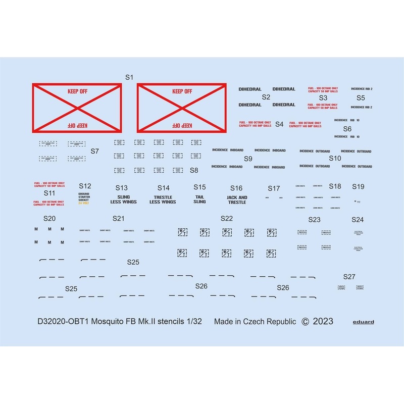 1/32 Mosquito FB. Mk.II stencils for Tamiya
