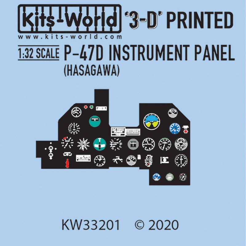 1/32 WW.II US Army Fighter P-47 Instrument Panel (3D Printed) 1 (for Hasegawa)