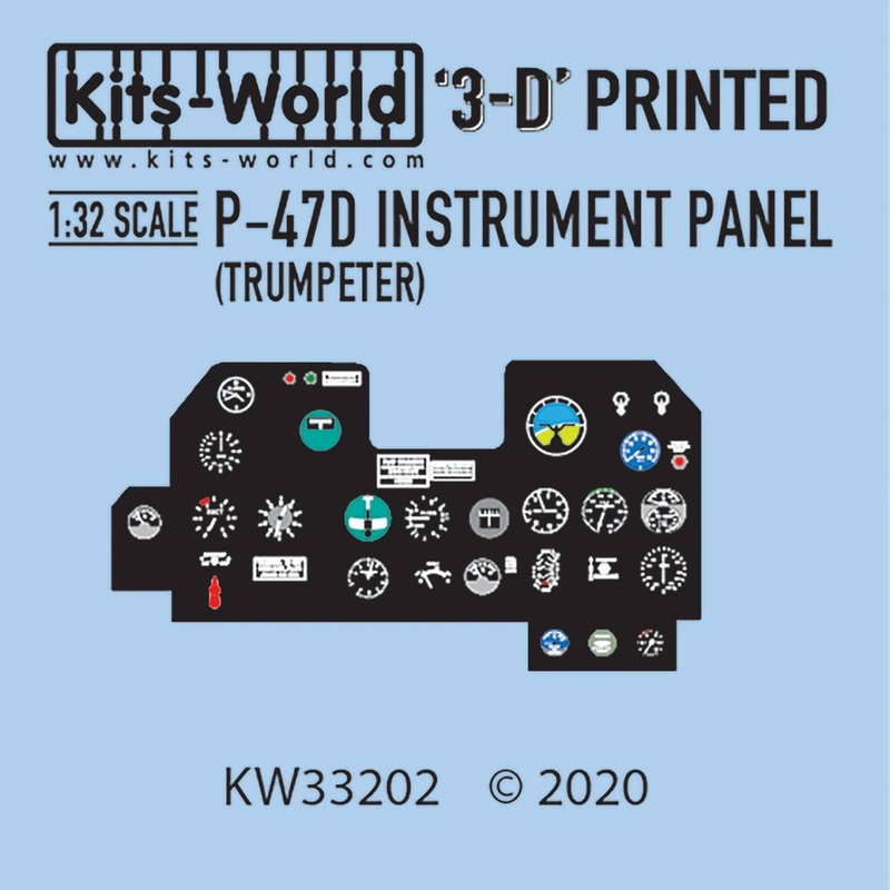 1/32 WW.II US Army Fighter P-47 Instrument Panel (3D Printed) 2 (for Trumpeter)