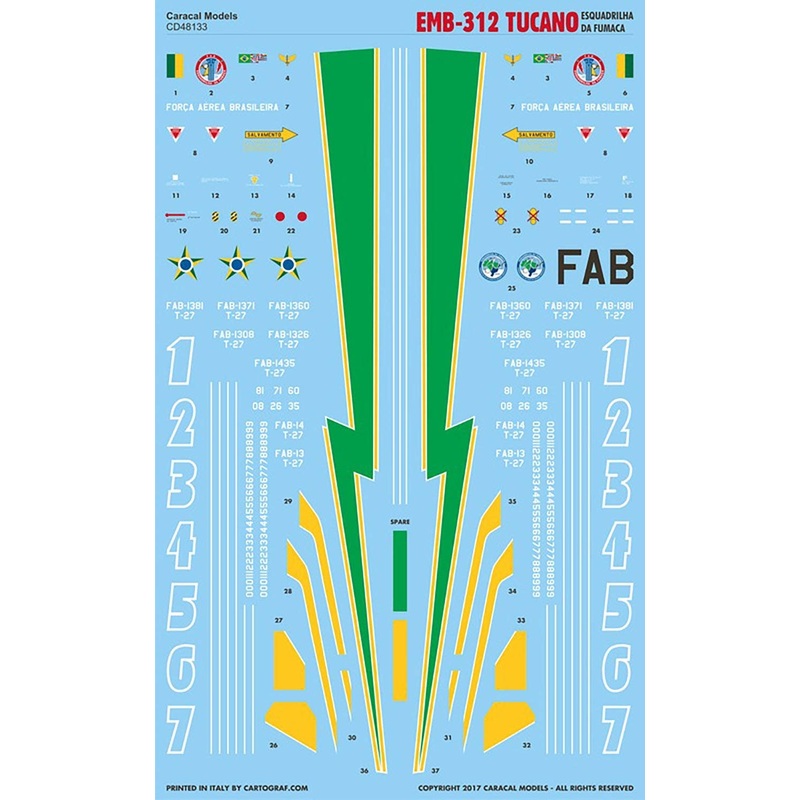 1/48 EMB-312 Embraer EMB-312 Tucano Escadilla da Fumasa Decal