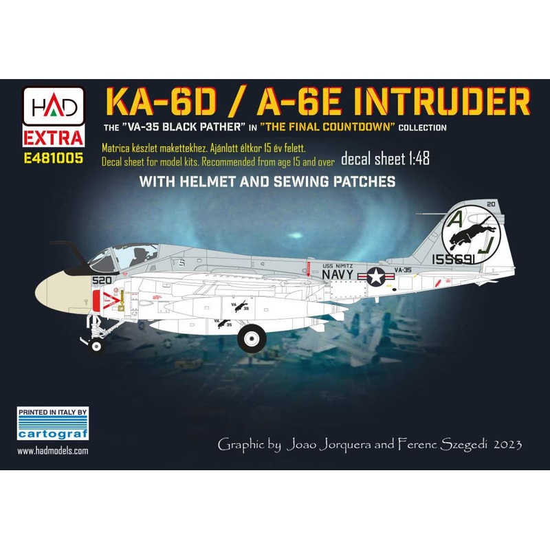 1/48 KA-6D/A-6E Intruder VA-35 Black Panther decal w/helmet and patch decals
