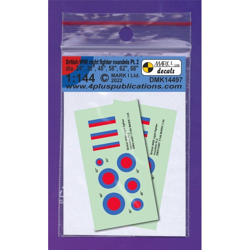 1/144 British WWI Night Fighter roundels Pt.2, 2 sets