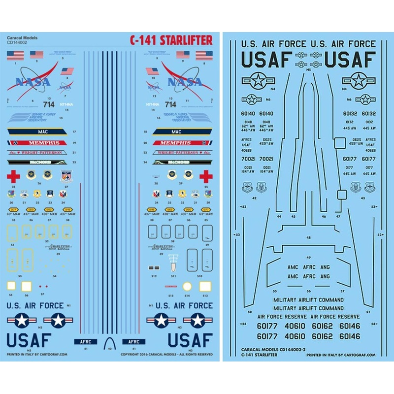 1/144 C-141 Starlifter (Marking Decal Set (11 Marking Options for the Roden Kit)