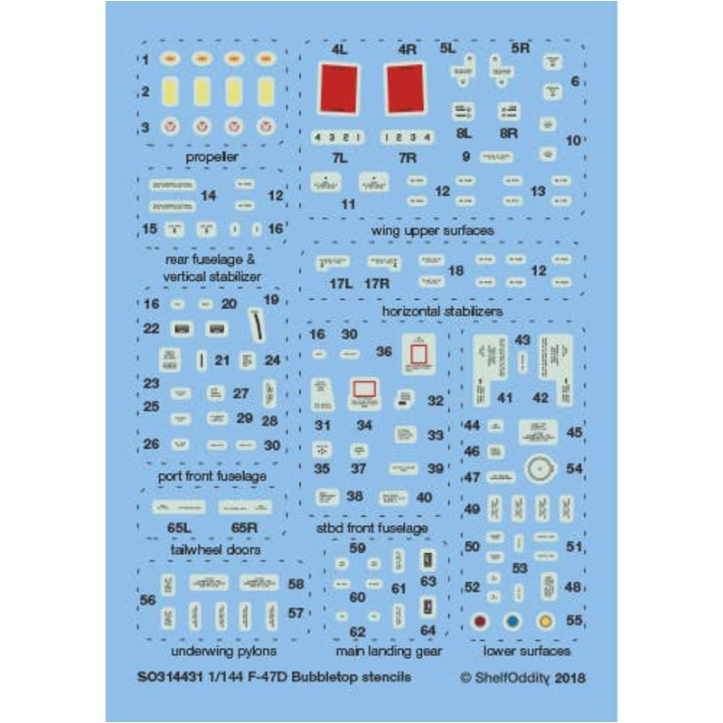 1/144 F-47D Bubbletop stencils
