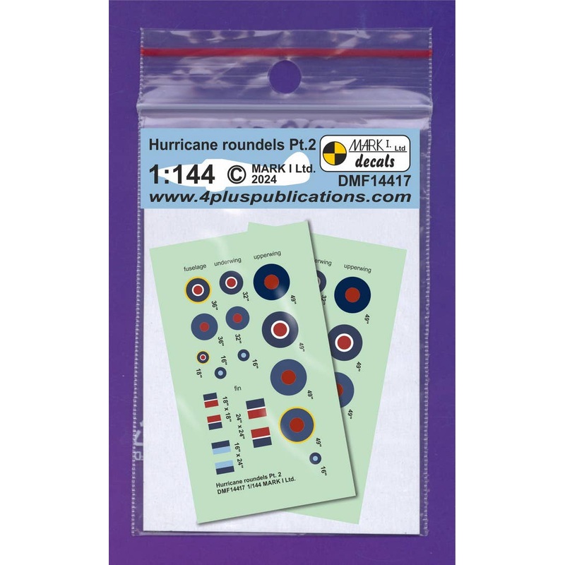 1/144 Hurricane roundels & fin flashes (Pt.2), 2 sets