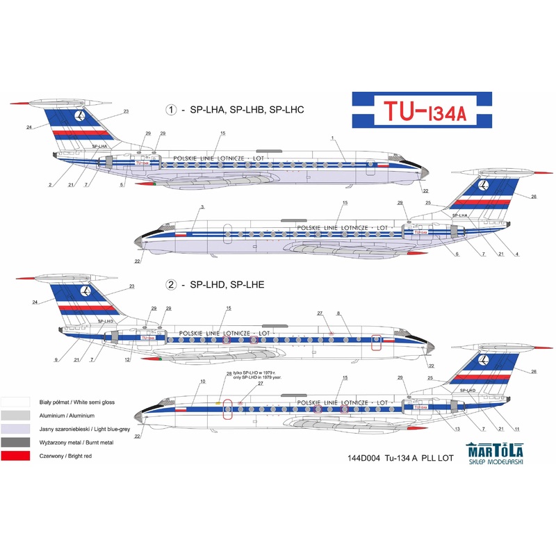 1/144 Tu-134A PLL LOT Old Livery (For Zvezda)