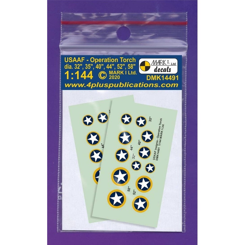 1/144 USAAF insignia - Operation Torch, 2 sets (32, 35, 40, 44, 52, 58inch)