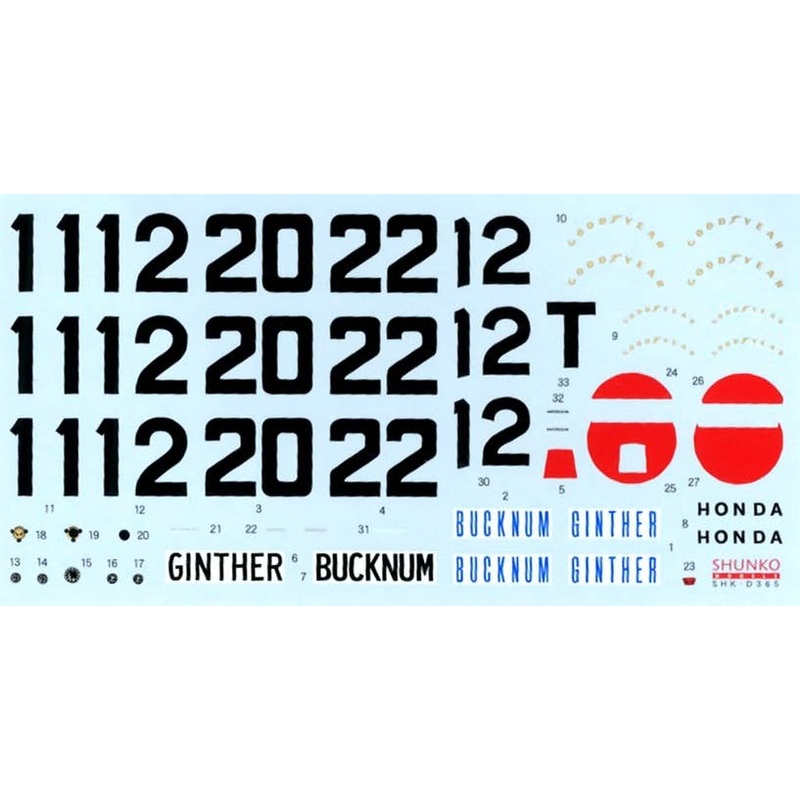 1/24 Honda RA272 1965 Late Type Decal Set for Hasegawa