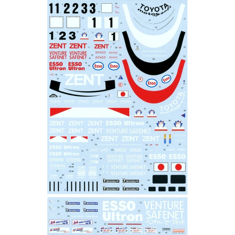 1/24 Toyota TS020 1999 Decal Set for Tamiya