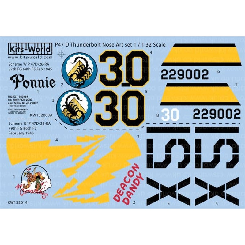 1/32 American Nose Art Thunderbolt Decal Sheet