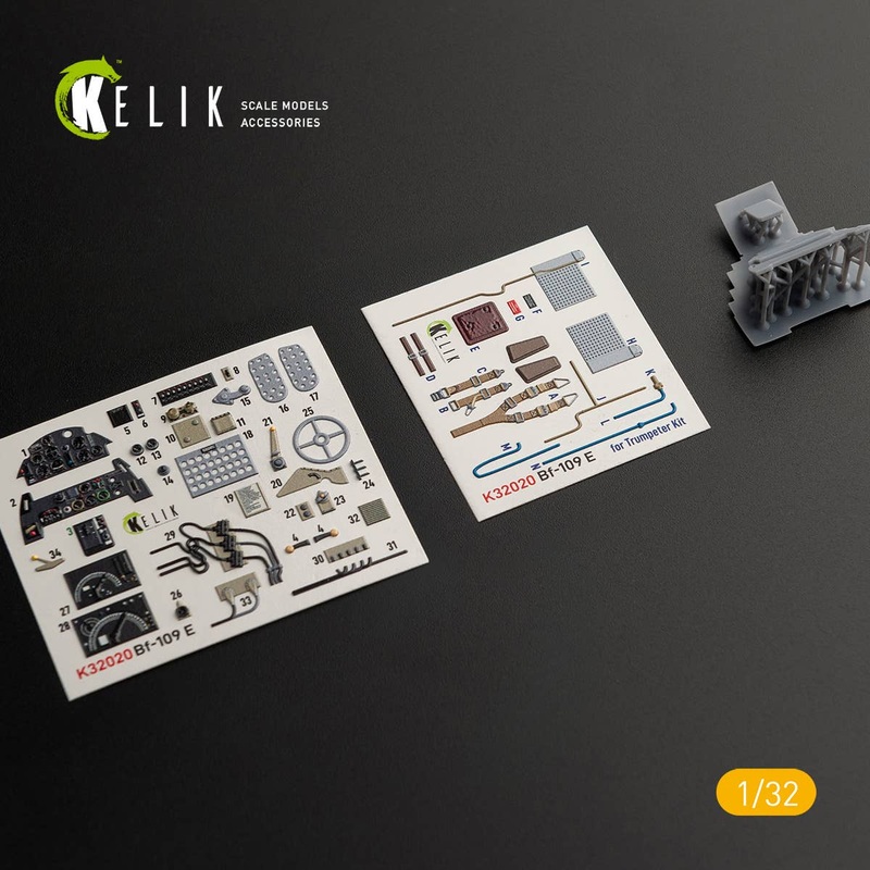 1/32 BF-109 E - Interior 3D Decal with 3D printed parts for Trumpeter kit