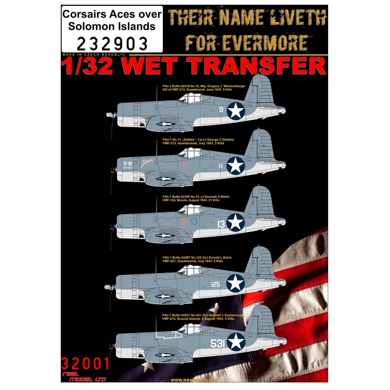 1/32 F4U-1 Corsair Markings Aces Over Solomon Islands