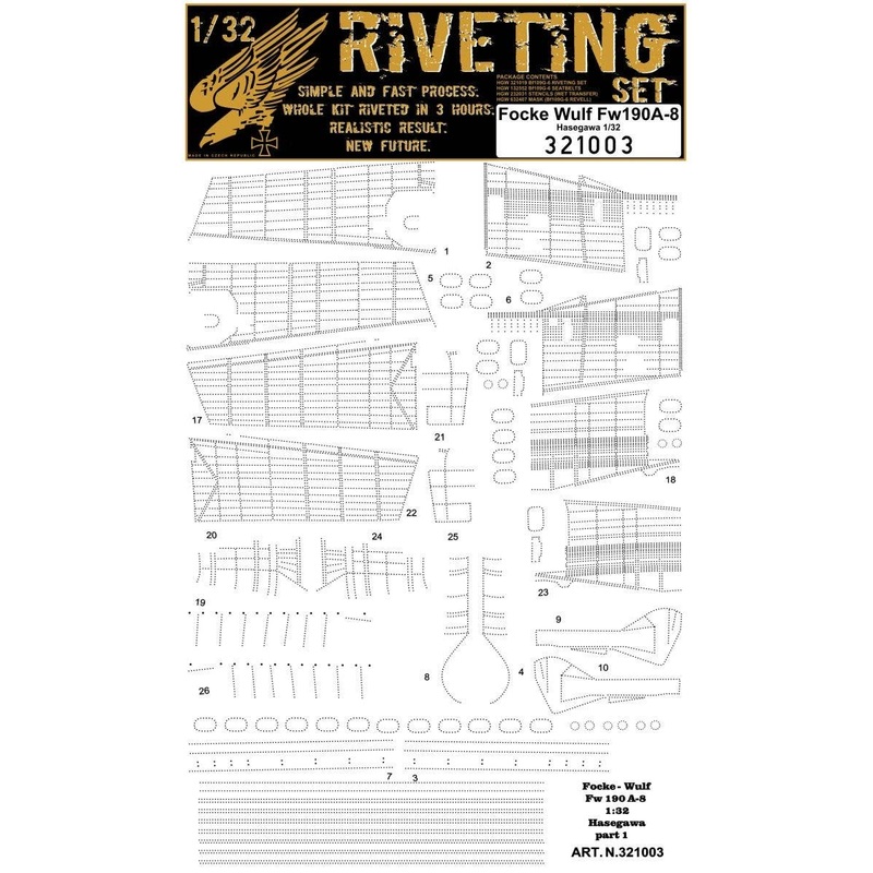 1/32 Fw 190A-8 Super Riveting Set (for Hasegawa)
