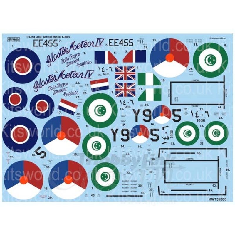 1/32 Gloster Meteor F4 Decal Set 1