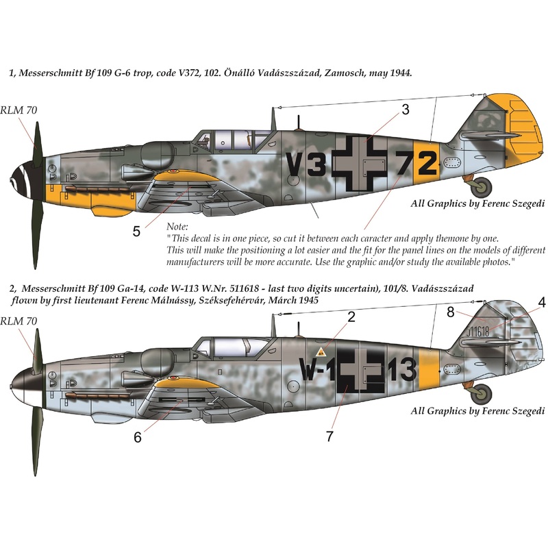 1/32 Messerschmitt Bf 109 G-14 / G-6 Trop Decal Sheet