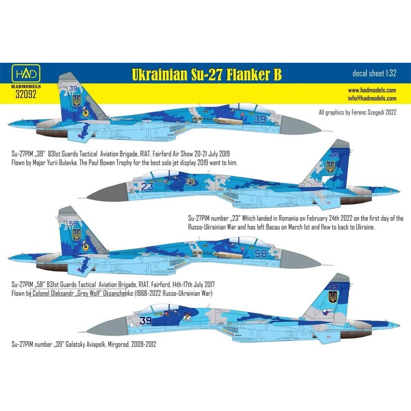 1/32 Ukrainian Su-27P1M Flanker B Marking decal