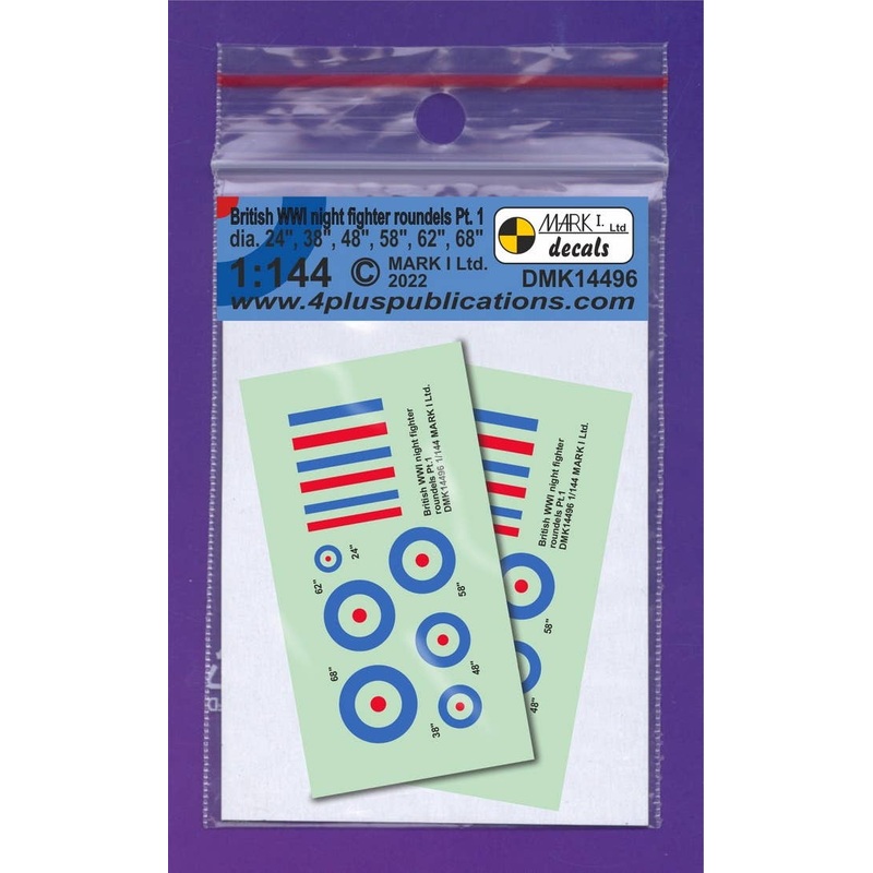 1/144 British WWI Night Fighter roundels Pt.1, 2 sets