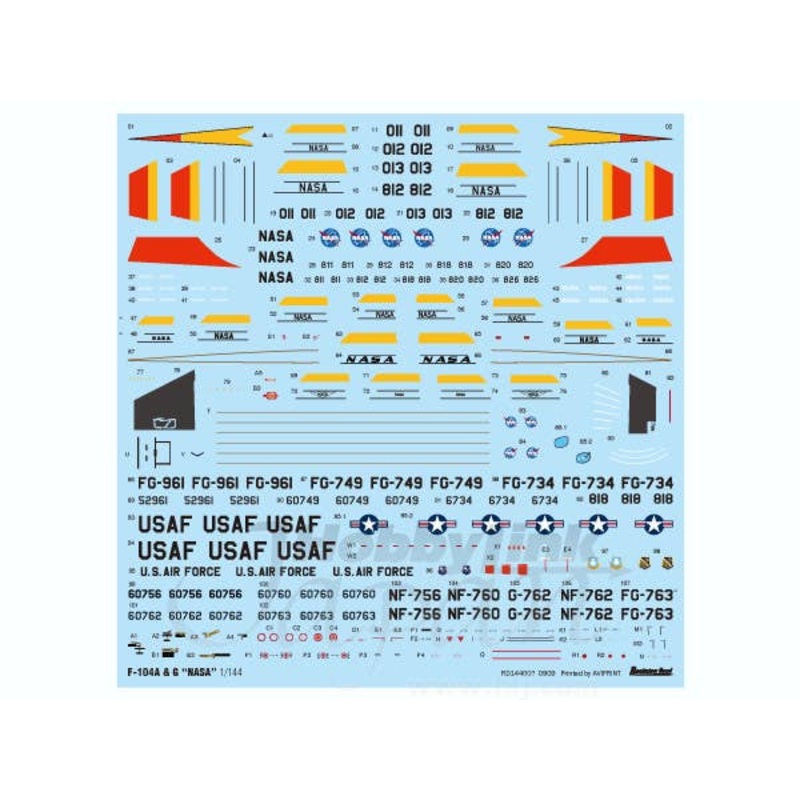 1/144 F-104A & G NASA Decal Set