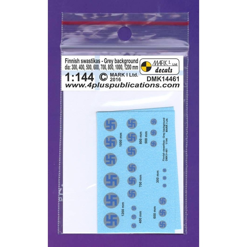 1/144 Finnish Swastikas, Grey Background (Size 300,400,500,600,700,800,1000,1200mm), 2 Sets