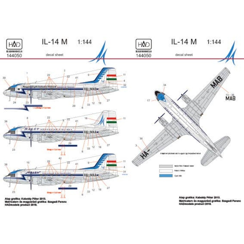 1/144 Il-14 M MALEV decal sheet