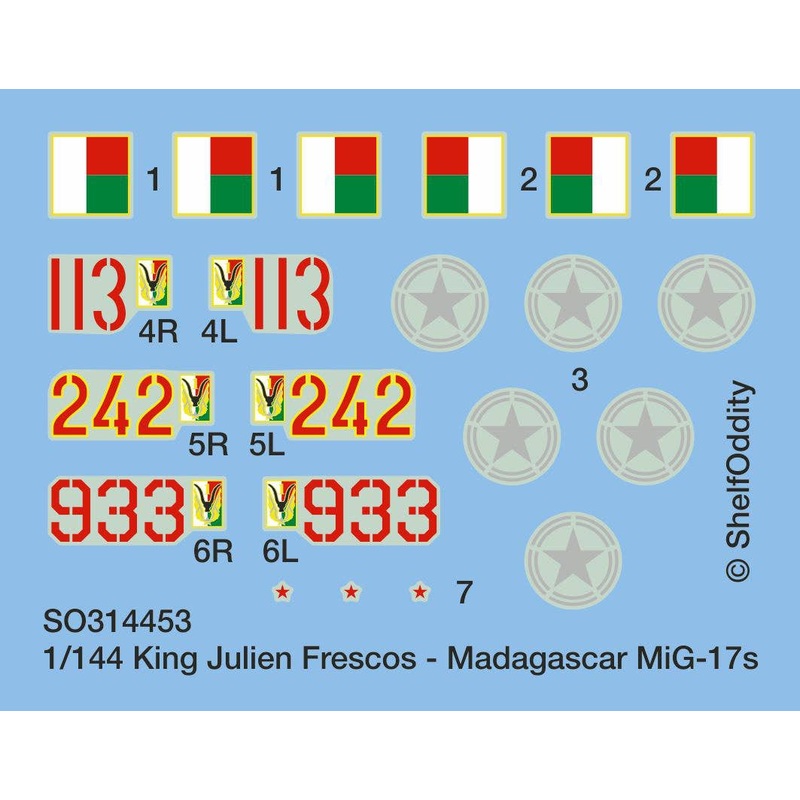 1/144 King Julien Frescos - Madagascar MiG-17s