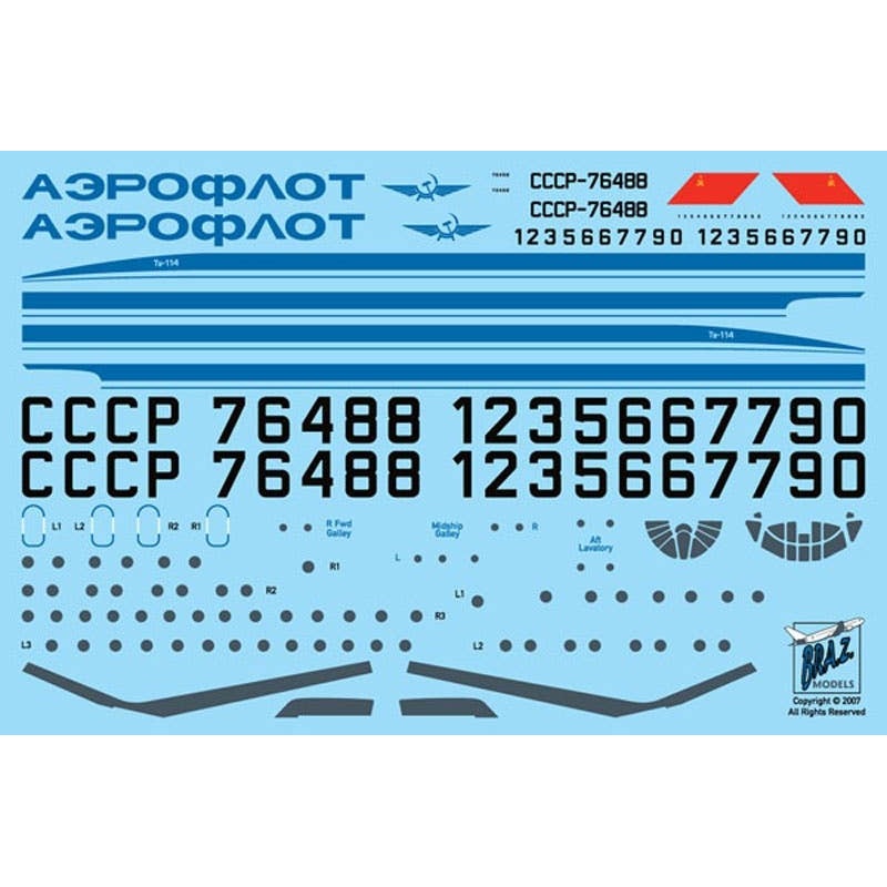 1/144 Tu-114 1973 (Silk Printed Decal)
