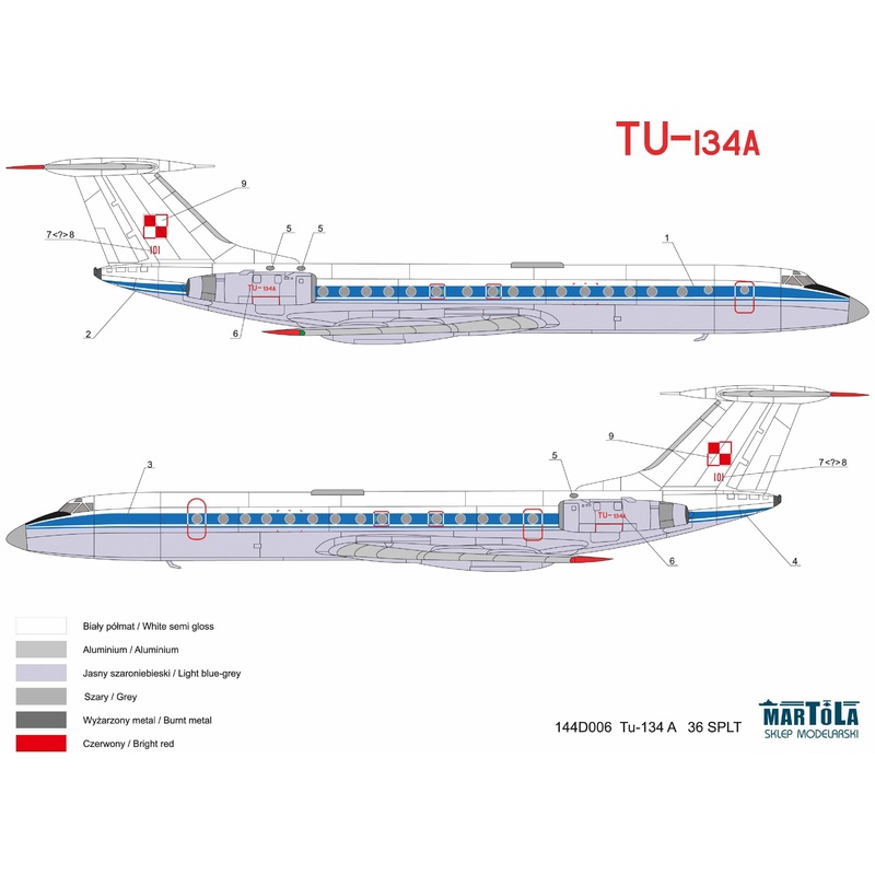 1/144 Tu-134A 36th Special Regiment of Aviation Transport (Government Transport) (For Zvezda)