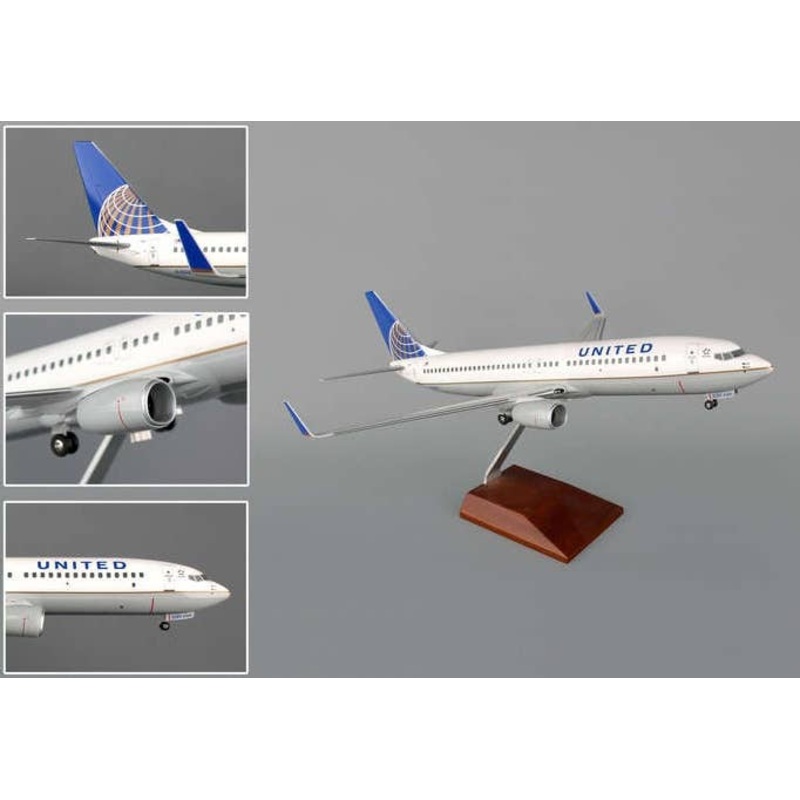 1/100 737-800 United Airlines (With Gear and Wooden Stand)