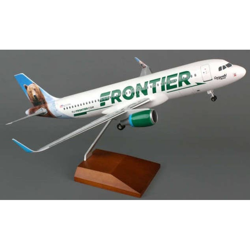 1/100 A320-200 Frontier Airlines w/Sharklets (With Gear and Wooden Stand)