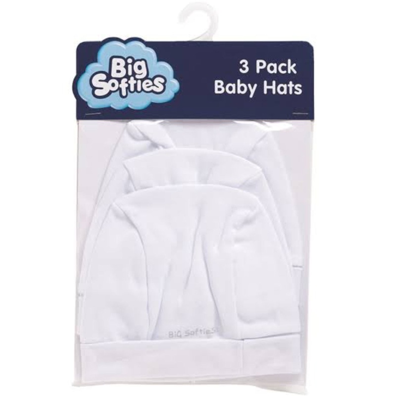 Big Softies 3 Pk Baby Hats White