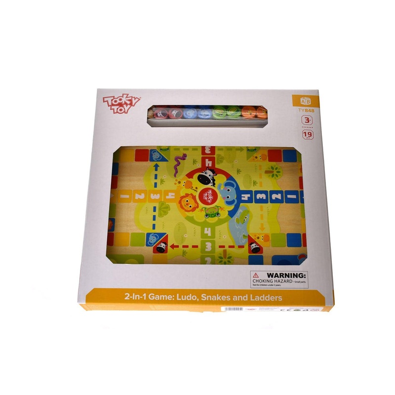 WOODEN 2 IN 1 BOARD GAME SNAKES/LUDO