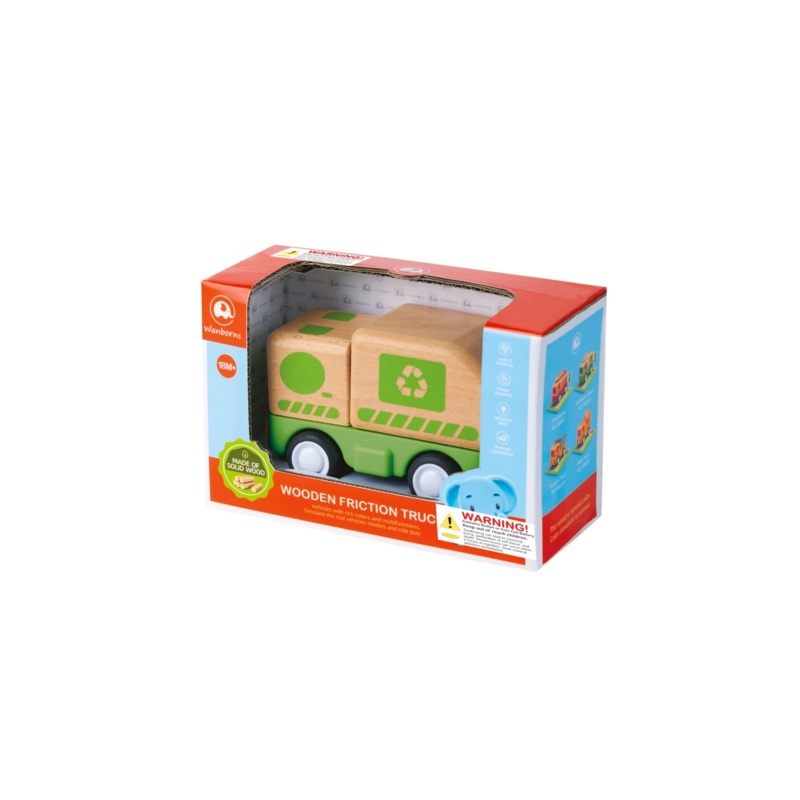 WOODEN FRICTION L&S RECYCLING TRUCK